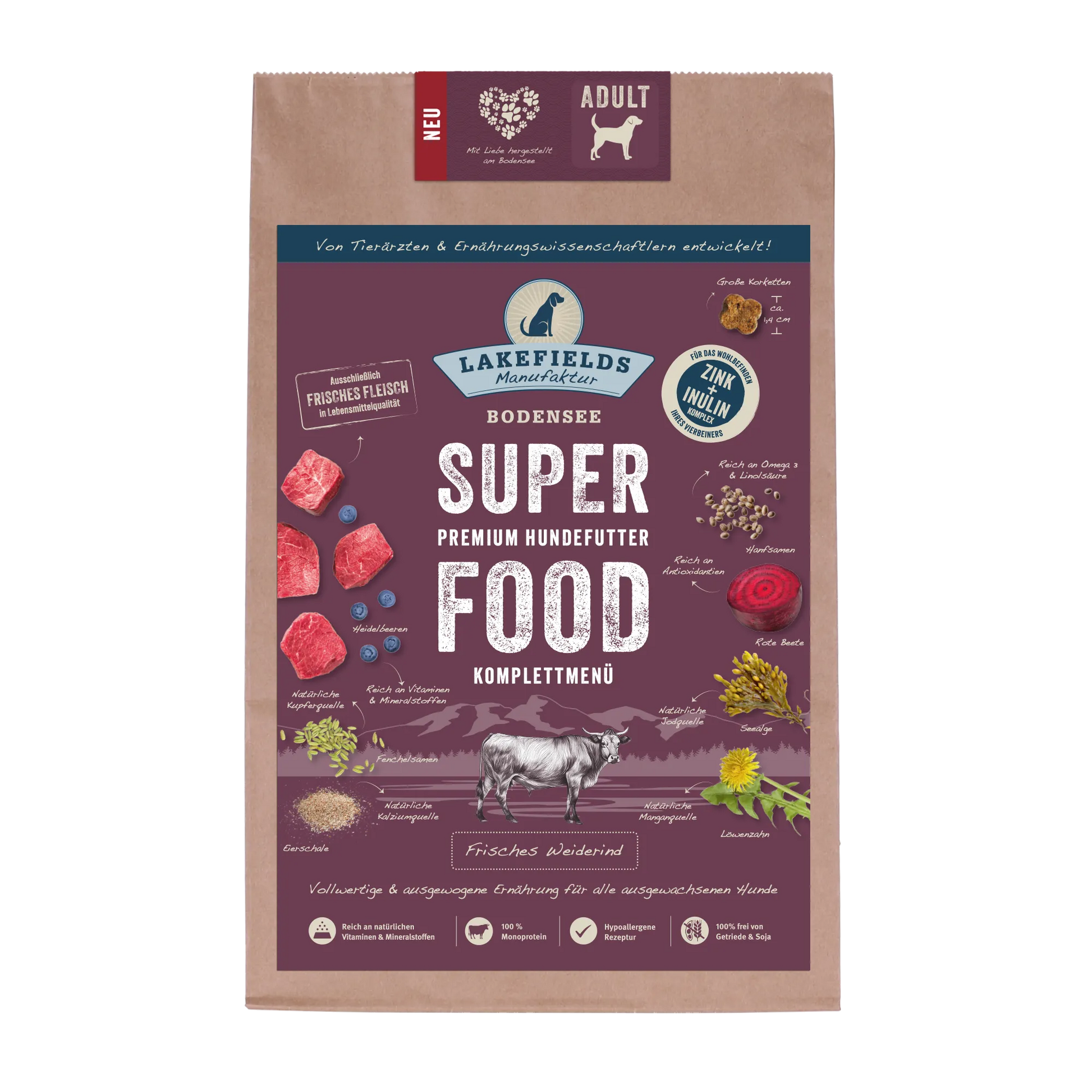 SUPERFOOD Rind für ausgewachsene Hunde
