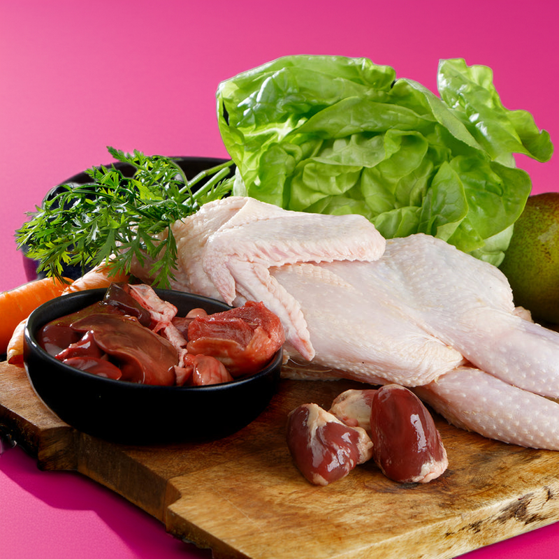 Gewolftes Huhn – Ausgewogene BARF Mahlzeit