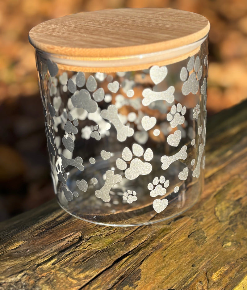 Leckerli-Glas mit Pfotenmotiv