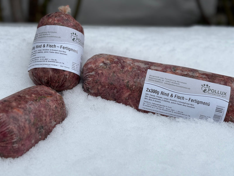 BARF Rind und Fisch - Fertigmenü für Hunde