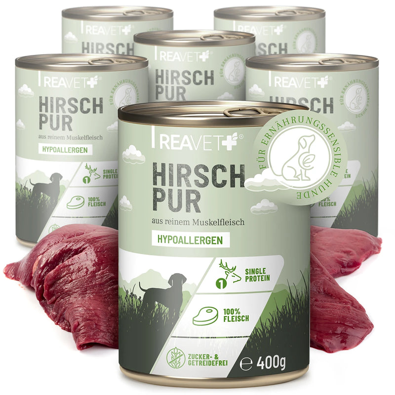 Reavet Nassfutter Hirsch pur für Hunde