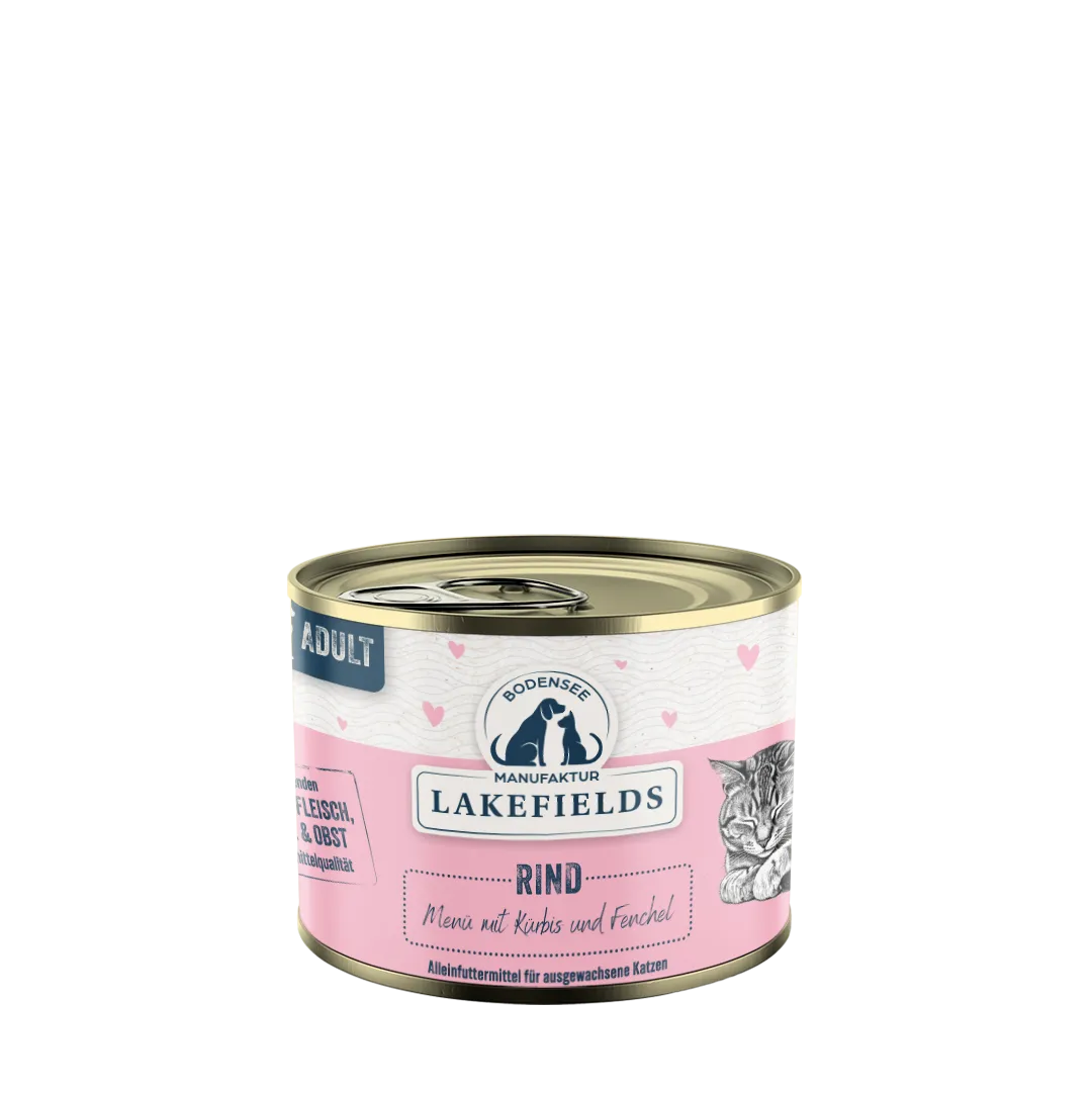 Lakefields Nassfutter Menü für Katzen Rind mit Kürbis und Fenchel