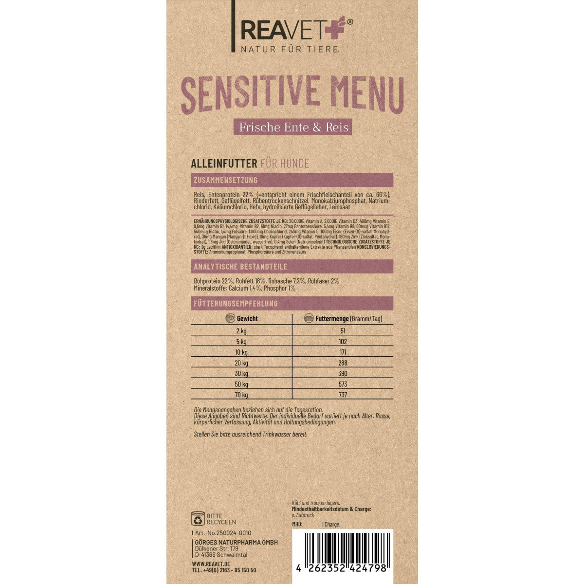 Hypoallergenes Hundefutter mit Ente & Reis